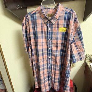 Foundry Big&Tall Men Melon Plaid Comfort Stretch Button Shirt 2XLT Preppy Work